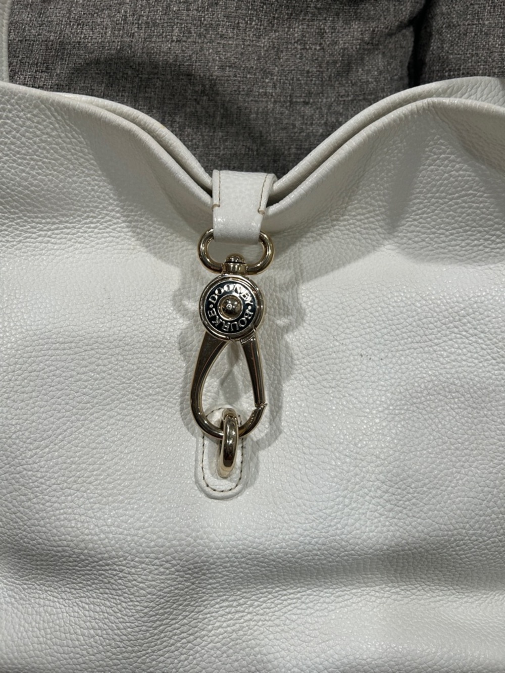 Dooney & Bourke White Pebbled Leather Shoulder Hobo with Gold-Tone Accent, - Picture 7 of 12
